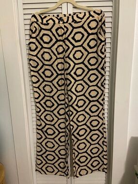 Sincerely Jules Women’s Black & Cream Geometric Wide Leg Pants